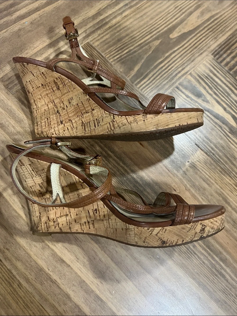 MICHAEL Michael Kors Brown Leather Strappy Wedges